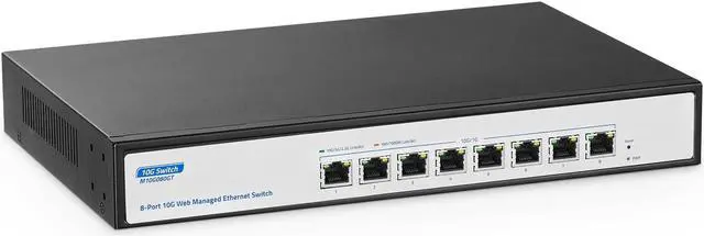 Main image of YuLinca 8 Port 10Gbps Managed Ethernet Switch, 10G/5G/2.5G/1000M Auto-Negotiation, 160Gbps Bandwidth, Support LACP/QOS/VLAN/IGMP, Desktop/Rackmount Managed Network Switch