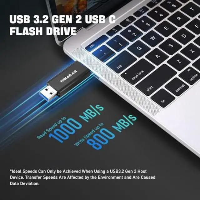 Alt view image 2 of 5 - Thkailar Thumb Drive 1TB USB Fast Speed 1000MB/s Read Transmission Type C to Type A Port Thunderbolt 3 Flash Drive for iPhone 15/Android Phone, MacBook, PC