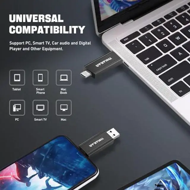 Alt view image 3 of 5 - Thkailar Thumb Drive 1TB USB Fast Speed 1000MB/s Read Transmission Type C to Type A Port Thunderbolt 3 Flash Drive for iPhone 15/Android Phone, MacBook, PC