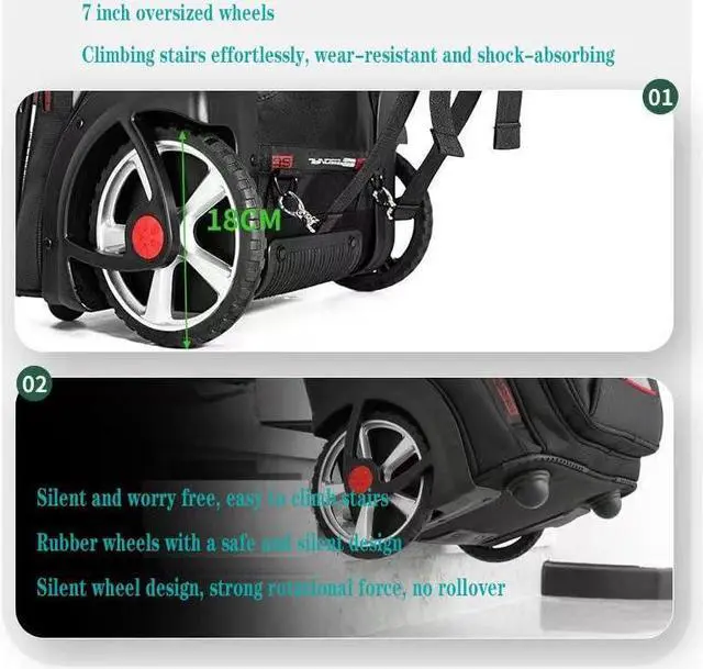 Alt view image 2 of 5 - YWAOTRGY Quality Travel Rolling Backpack for Adults, 22 Inch Laptop Backpack with Wheels, Large Waterproof Roller Backpack, Wheeled Backpack for Business(Black)