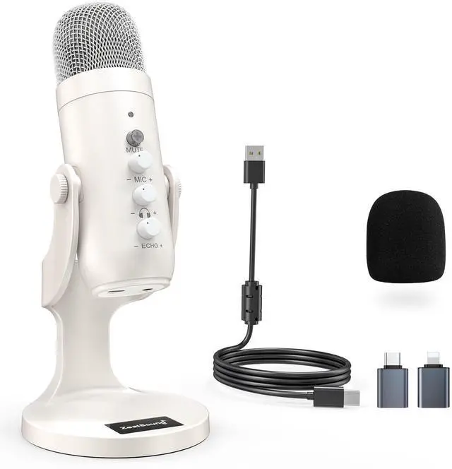 Alt view image 3 of 5 - ZealSound USB Condenser Microphone k66r and k66w-us Bundle