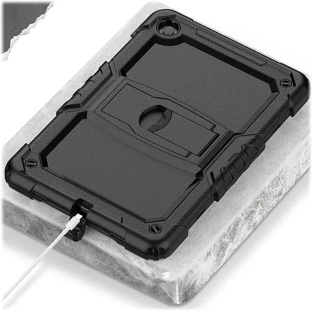 Alt view image 2 of 5 - SaharaCase - Defense Series Case for Lenovo Tab M10 Plus (3rd Gen) [Shockproof Bumper] Rugged Full Screen Protection Integrated Kickstand Antislip Cover - Black