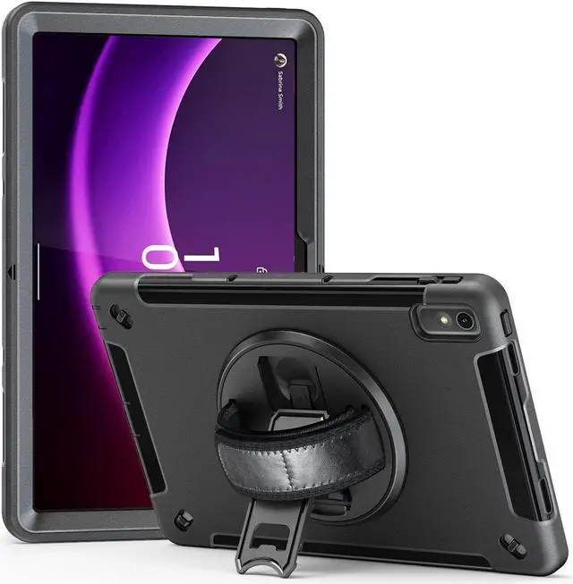 Alt view image 2 of 5 - SaharaCase Protection Hand Strap Series Case Cover for Lenovo Tab P11 (2nd Generation 2023) [Shockproof Bumper] Heavy Duty Rugged Protection Antislip Integrated Kickstand - Black