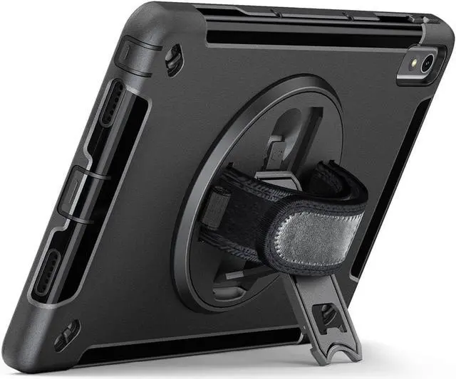 Alt view image 3 of 5 - SaharaCase Protection Hand Strap Series Case Cover for Lenovo Tab P11 (2nd Generation 2023) [Shockproof Bumper] Heavy Duty Rugged Protection Antislip Integrated Kickstand - Black
