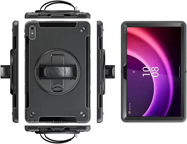 Alt view image 4 of 5 - SaharaCase Protection Hand Strap Series Case Cover for Lenovo Tab P11 (2nd Generation 2023) [Shockproof Bumper] Heavy Duty Rugged Protection Antislip Integrated Kickstand - Black