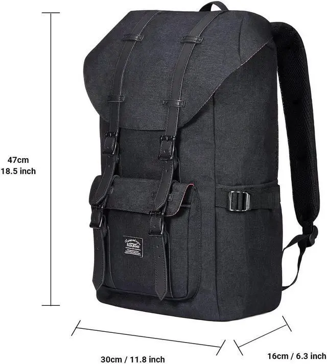 Alt view image 2 of 5 - KAUKKO Laptop Backpack Travel Outdoor Weekend Bag Carry on Daypack Stylish and Durable Rucksack Hiking Backpack Fits 15.6"(5-2-BLACK(2PC))