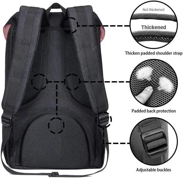 Alt view image 3 of 5 - KAUKKO Laptop Backpack Travel Outdoor Weekend Bag Carry on Daypack Stylish and Durable Rucksack Hiking Backpack Fits 15.6"(5-2-BLACK(2PC))