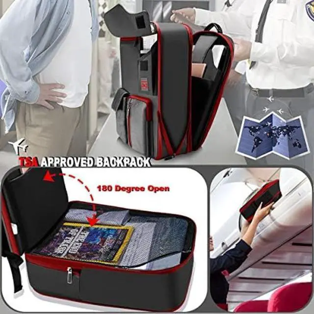 Alt view image 4 of 5 - ZINZ Slim & Expandable 15 15.6 16 Inch Laptop Backpack for Business, Waterproof Anti-Theft Travel Backpack Daypack for Men and Women -Black&Red