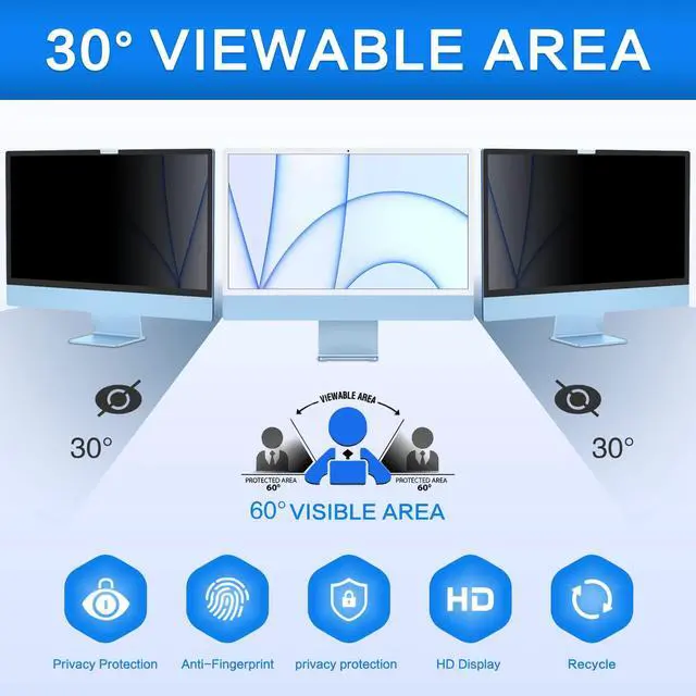 Alt view image 3 of 5 - ZOEGAA Removable 24 inch iMac Privacy Screen Filter (2021-2024, M1, M3, M4 Chip), Computer Monitor Privacy Screen for iMac 24 inch and Anti-Spy Anti Blue Light Glare Filter