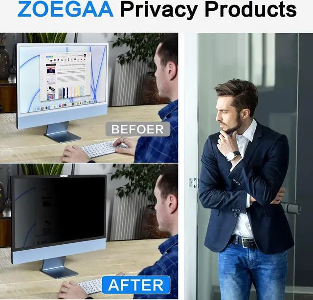 Alt view image 5 of 5 - ZOEGAA Removable 24 inch iMac Privacy Screen Filter (2021-2024, M1, M3, M4 Chip), Computer Monitor Privacy Screen for iMac 24 inch and Anti-Spy Anti Blue Light Glare Filter