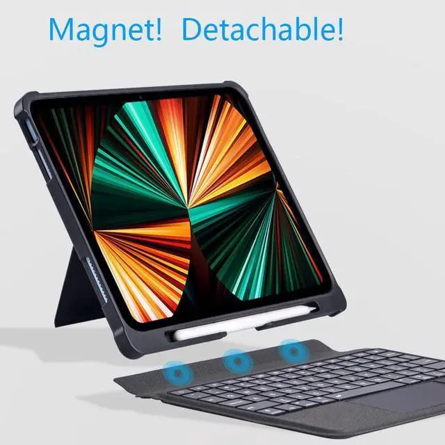 Alt view image 3 of 5 - Zoof Keyboard case for iPad 10.2-inch(7th, 8th and 9th Generation) Bluetooth Keyboard with trackpad, Wireless Keyboard, Magnet Detachable Backlit Keyboard - Black Grey