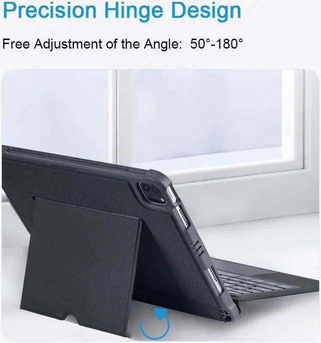 Alt view image 5 of 5 - Zoof Keyboard case for iPad 10.2-inch(7th, 8th and 9th Generation) Bluetooth Keyboard with trackpad, Wireless Keyboard, Magnet Detachable Backlit Keyboard - Black Grey