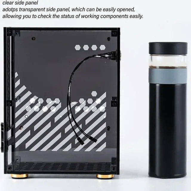 Alt view image 3 of 5 - Mini ITX Case Transparent, Portable Mini PC Case, Transparent Acrylic Chassis, 360 Degree Open Air Cooling, DIY Desktop Computer Case for FLEX 1U Power 2.5in SSD. (Black)