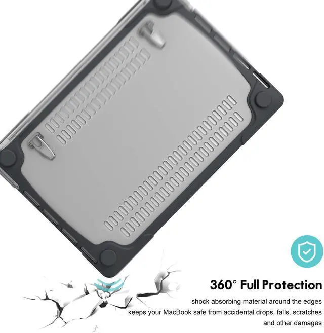 Alt view image 5 of 5 - ProCase for MacBook Pro 16 2019 A2141, Heavy Duty Hard Shell Dual Layer Protective Cover with Fold Kickstand -Black