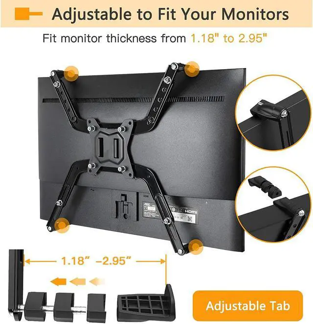 Alt view image 2 of 5 - ErGear VESA Mount Adapter, Universal Non-VESA Monitor Stand Adapter for 17 to 27 Inch Screens, VESA Bracket 75x75 mm - EGMUA4