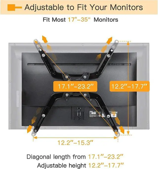 Alt view image 3 of 5 - ErGear VESA Mount Adapter, Universal Non-VESA Monitor Stand Adapter for 17 to 27 Inch Screens, VESA Bracket 75x75 mm - EGMUA4