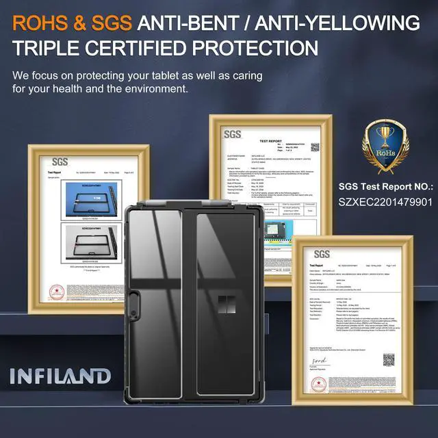 Alt view image 2 of 5 - INFILAND Surface Pro 7 Plus Case, Crystal Clear Multi-Angle Shockproof Case Compatible with Microsoft Surface Pro 7+/6/5/4 12.3" Tablet, Black