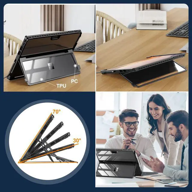 Alt view image 5 of 5 - INFILAND Surface Pro 7 Plus Case, Crystal Clear Multi-Angle Shockproof Case Compatible with Microsoft Surface Pro 7+/6/5/4 12.3" Tablet, Black