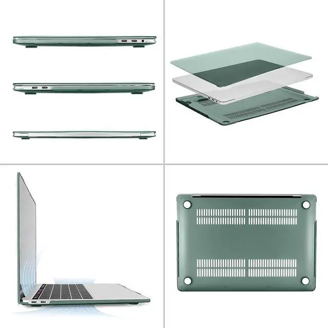 Alt view image 4 of 5 - MOSISO Compatible with MacBook Pro 13 inch Case 2016-2020 A2338 M1 A2289 A2251 A2159 A1989 A1706 A1708, Plastic Hard Shell&Vertical Bag with Pocket&Keyboard Skin&Screen Protector&Pouch, Midnight Green