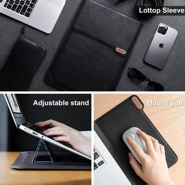 Alt view image 3 of 5 - Nillkin Laptop Sleeve 15.6 inch,MacBook Air Sleeve Case with Laptop Stand and Mouse Pad,2 Stand Modes,Slim Protective Cover for MacBook Air M4,Air 15,Samsung/HP 15-15.6 Inch Notebook,Black Texture