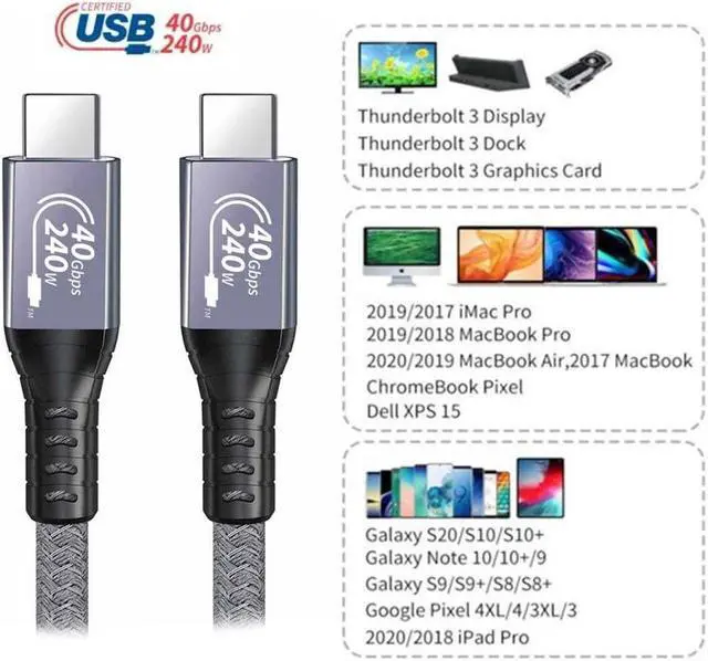 Alt view image 3 of 5 - xiwai 240W USB4 Cable USB-IF Certification 40Gbps Compatible with 100W Charging and 8K@60Hz 5K
