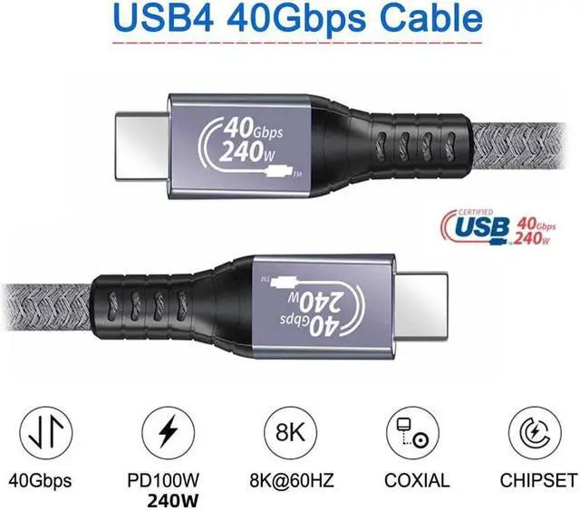 Alt view image 4 of 5 - xiwai 240W USB4 Cable USB-IF Certification 40Gbps Compatible with 100W Charging and 8K@60Hz 5K