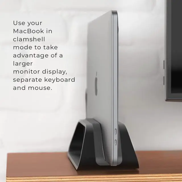 Alt view image 5 of 5 - HumanCentric Vertical Laptop Stand Compatible with MacBook Pro and MacBook Air, Holder for Personal Computer Desk Stand, Aluminium, Exchangeable Inserts to Fit Different Device Models, Black