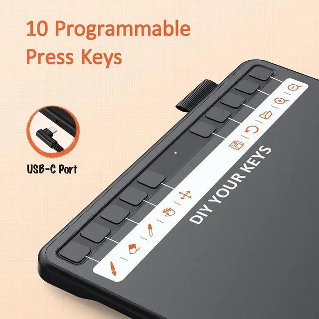 Alt view image 3 of 5 - UGEE S640 Graphics Drawing Tablet, Digital Draw Art Pad with Pen Battery-Free Stylus Tilt Function 8192 Levels Pressure Sensitivity 10 Express Keys for Mac, Windows PC and Android
