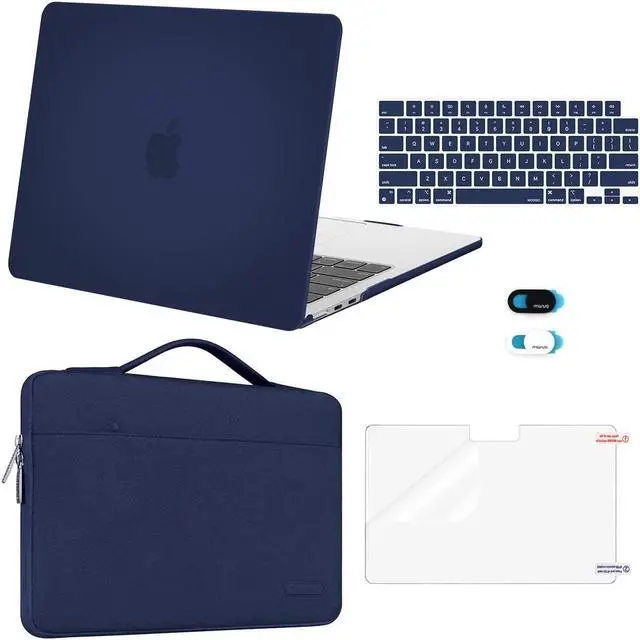 Main image of MOSISO Compatible with MacBook Air 13 inch Case 2025 2024 2023 2022 M4 A3240 M3 A3113 M2 A2681, Hard Shell&Sleeve Bag&Keyboard Skin&Webcam Cover&Screen Film for MacBook Air 13.6 inch, Navy Blue