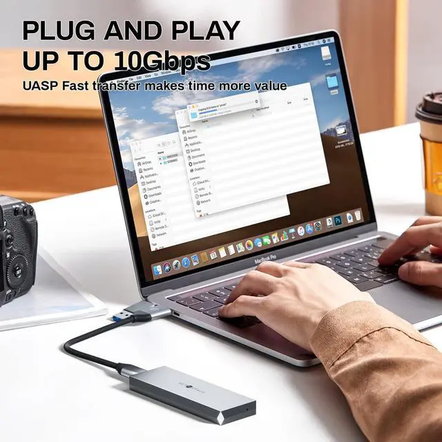 Alt view image 5 of 5 - SETMSPACE NVME Enclosure ['Tough Guy' Quality] 10 Gbps NVME & SATA, Solid Aluminium Alloy Case for M-Key SSD, Screw Fixed M.2 Enclosure with USB C/A Cable, SSD Enclosure for 2230/2242/2260/2280-NEW