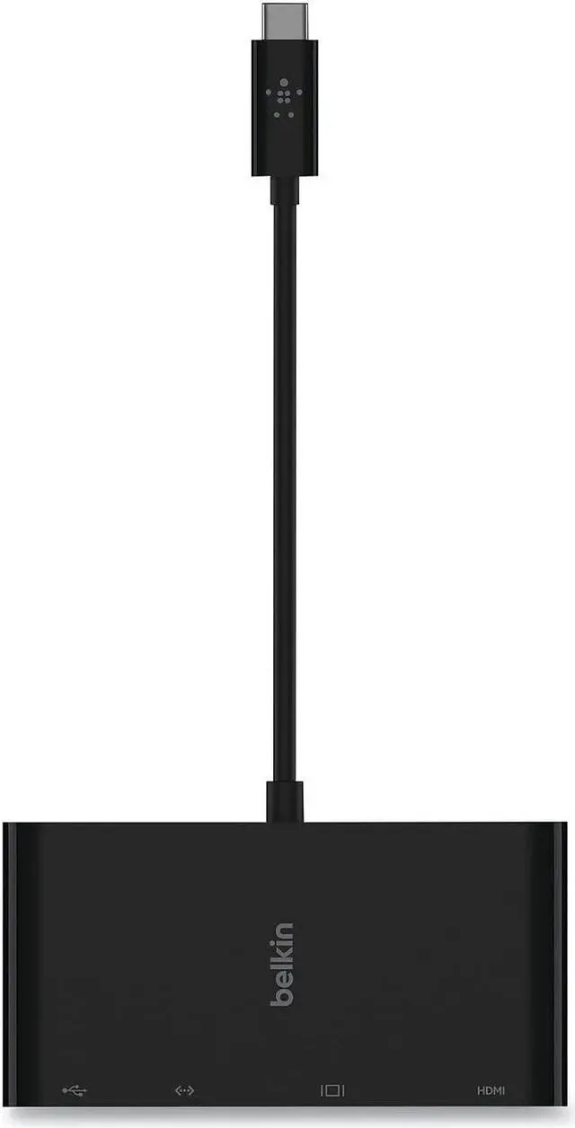 Main image of Belkin USB-C Multimedia Adapter, HDMI/Ethernet/USB-A/USB-C/VGA, 4.33", Black