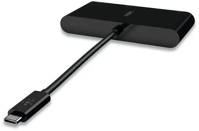 Alt view image 3 of 4 - Belkin USB-C Multimedia Adapter, HDMI/Ethernet/USB-A/USB-C/VGA, 4.33", Black