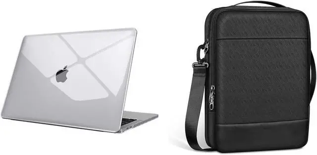 Main image of Fintie Bundle: Hard Shell Case for MacBook Pro 13 Inch A2338(M2 M1) A2251 A2289 A2159 A1989 A1706 A1708 + 13.3" Laptop Shoulder Bag Briefcase with Luggage Strap