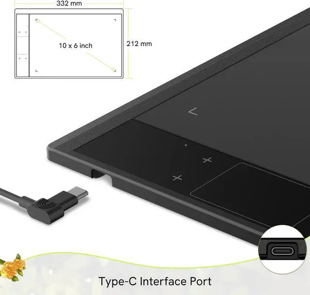 Alt view image 4 of 5 - VEIKK A30 Drawing Tablet, 10x6 Inch Graphics Tablet with 8192 Levels Battery-Free Stylus Pen, 4 Touch Keys, 1 Touch Pad, Compatible with Mac/Windows/Android/Linux, Ideal for Digital Art