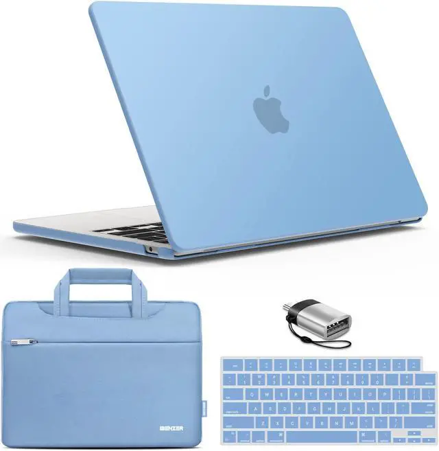 Main image of IBENZER Compatible with 2024 2023 2022 MacBook Air 13 inch case M3 A3113 M2 A2681, Hard Shell Case & Sleeve & Keyboard Cover & Type-C Adapter for Mac Air 13.6 with Touch ID, Airy Blue, KK-ARBL+3