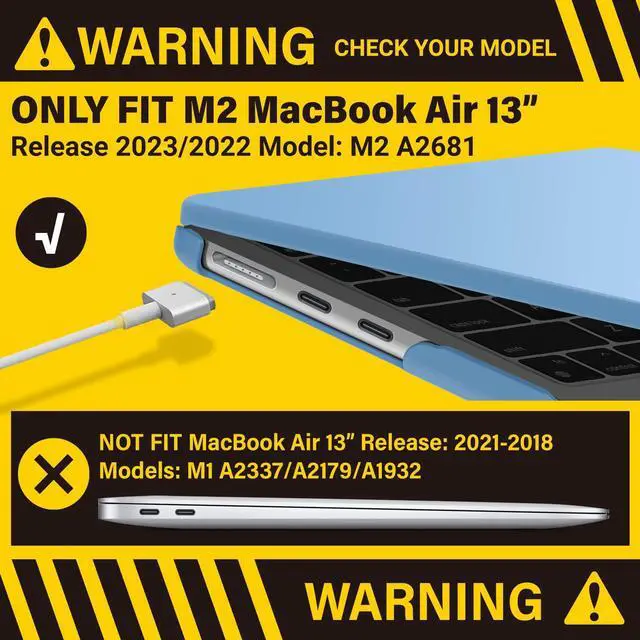 Alt view image 3 of 5 - IBENZER Compatible with 2024 2023 2022 MacBook Air 13 inch case M3 A3113 M2 A2681, Hard Shell Case & Sleeve & Keyboard Cover & Type-C Adapter for Mac Air 13.6 with Touch ID, Airy Blue, KK-ARBL+3