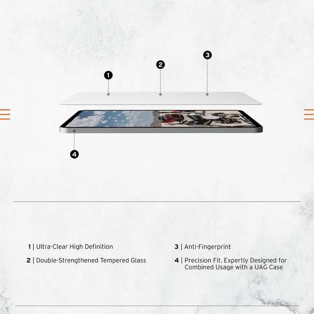 Alt view image 2 of 5 - URBAN ARMOR GEAR UAG Designed for iPad 11" A16 11th Gen 2025, 10.9" 10th Gen 2022 A3354 A3355 A2696 Glass Shield Plus Screen Protector - Ultra HD Anti-Fingerprint Anti-Reflective Tempered Glass
