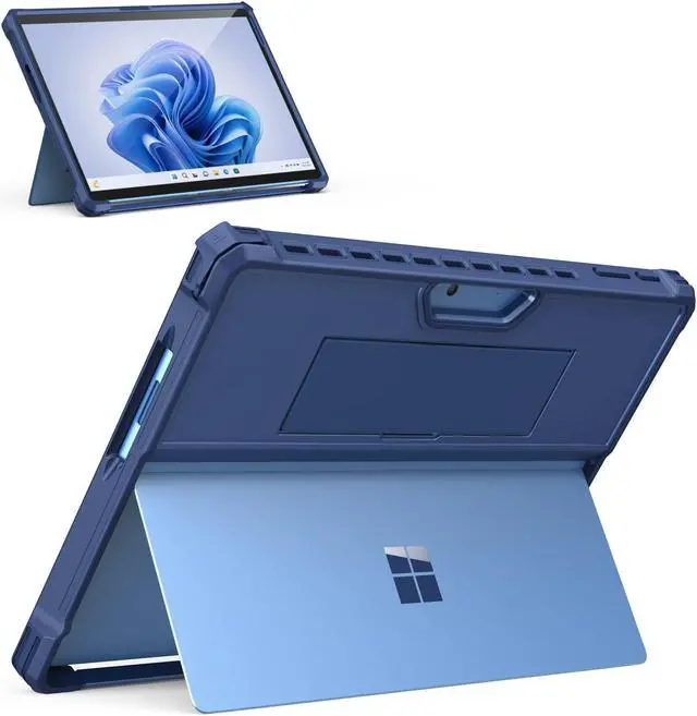 Main image of MoKo Case Compatible with Microsoft Surface Pro 11, Surface Pro 10, Surface Pro 9 13 Inch, All-in-One Protective Rugged Cover with Hand Strap, Compatible with Type Cover Keyboard, Blue