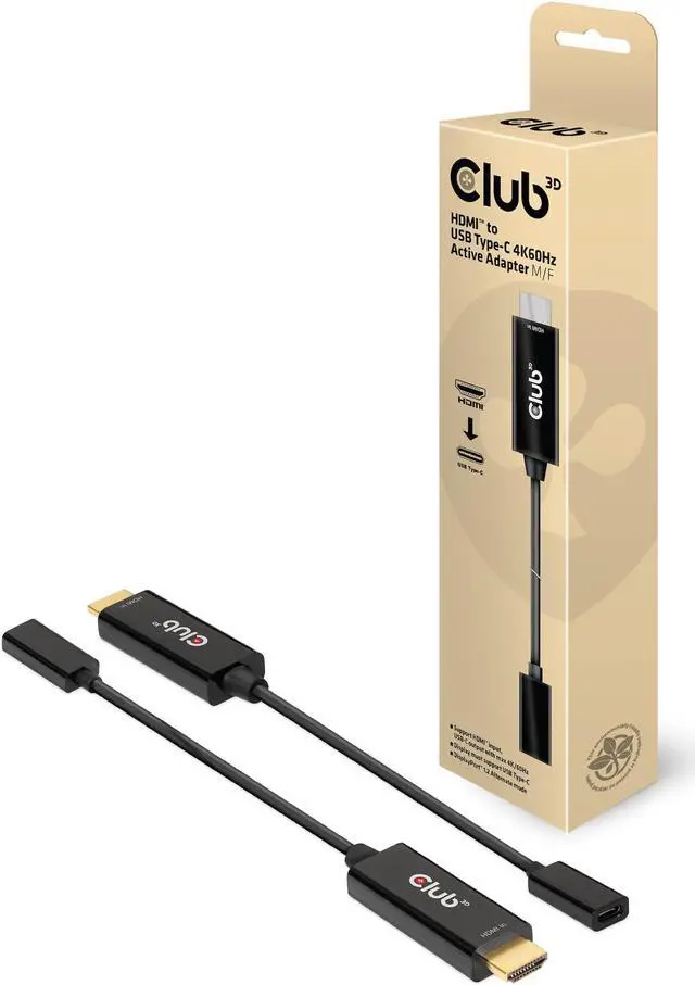 Main image of Club 3D CAC-1333 HDMI 2.0 to USB Type C 4K60Hz M/F Active Adapter