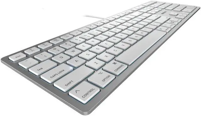 Alt view image 2 of 5 - Cherry KC 6000 C Slim Keyboard Made with Mac Layout. Scissor Tech Typing for Near Silent. Alternative to Magic Keyboards. USB-C Wired. US Layout White and Silver.
