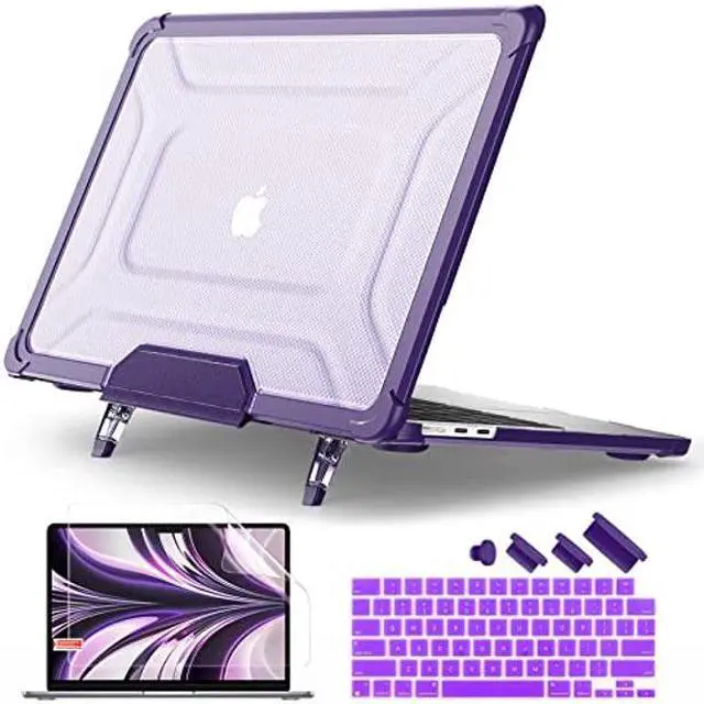 Main image of Batianda Case for M3 MacBook Air 13.6 inch 2024 2022 Model A3113/A2681- Full Protection Anti-Collision Design Foldable Stand TPU Bumper with Keyboard Cover Protector - Durable Scratch-Resistant,Purple
