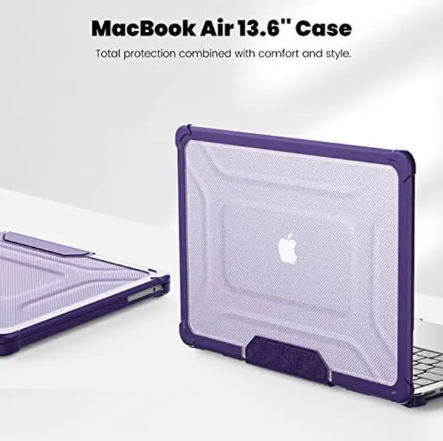 Alt view image 2 of 5 - Batianda Case for M3 MacBook Air 13.6 inch 2024 2022 Model A3113/A2681- Full Protection Anti-Collision Design Foldable Stand TPU Bumper with Keyboard Cover Protector - Durable Scratch-Resistant,Purple