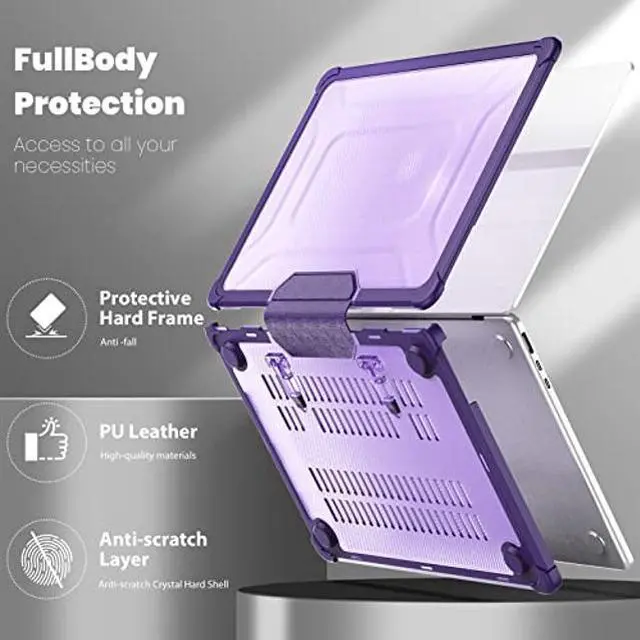 Alt view image 4 of 5 - Batianda Case for M3 MacBook Air 13.6 inch 2024 2022 Model A3113/A2681- Full Protection Anti-Collision Design Foldable Stand TPU Bumper with Keyboard Cover Protector - Durable Scratch-Resistant,Purple