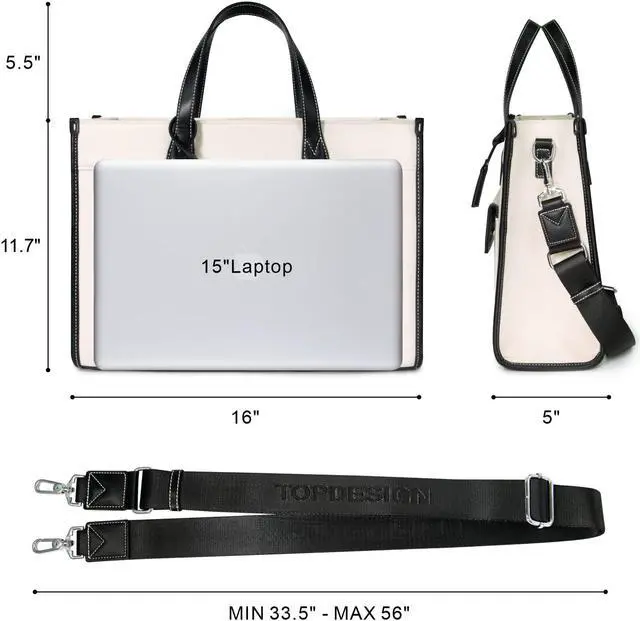 Alt view image 2 of 5 - TOPDesign Initial Laptop Tote Bag for Women, Stylish Canvas Bag for 15.6 Inch Computer, Personalized Monogrammed Work Purse, Large Casual Business Briefcase, Office Handbag, Perfect Gifts for Her