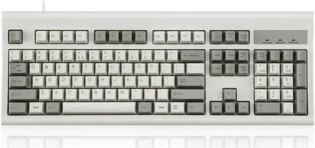 Main image of Perixx PERIBOARD-106M, Wired Performance Full-Size USB Keyboard, Curved Ergonomic Keys, Classic Retro Gray/White Color, US English Layout
