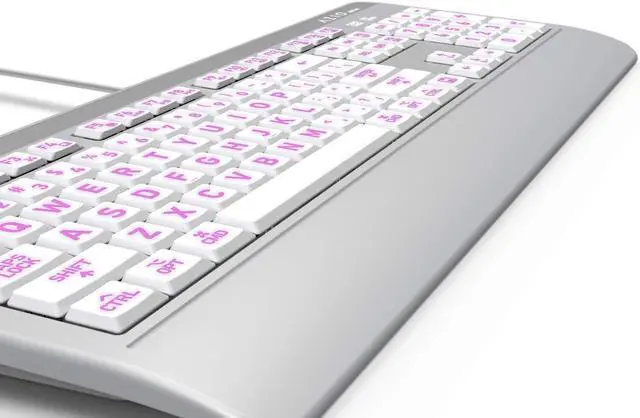 Alt view image 4 of 5 - Azio Vision Mac USB-C Keyboard, Backlit/Large Print, 3 Interchange Backlight Colors, Blue/Red/Purple (KB540)