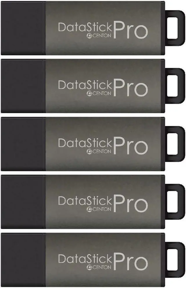 Main image of Centon DataStick Pro USB 3.0 Flash Drive 64GB x 5, Charcoal Metallic (S1B-U3P31-64G-5)