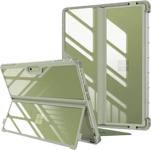 Main image of Fintie Hard Case for 13 Inch Microsoft Surface Pro 11 / Pro 10 / Pro 9 - Shockproof Folio Rugged Cover with Clear Transparent Back Shell Compatible with Type Cover Keyboard, Green
