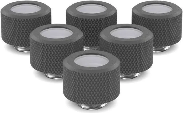 Main image of PrimoChill 14mm OD Rigid SX Fitting - 6 Pack - TX Matte Gun Metal