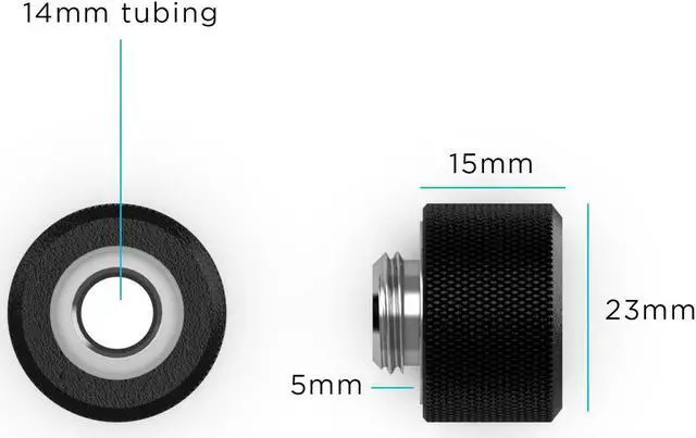 Alt view image 3 of 3 - PrimoChill 14mm OD Rigid SX Fitting - 6 Pack - TX Matte Black